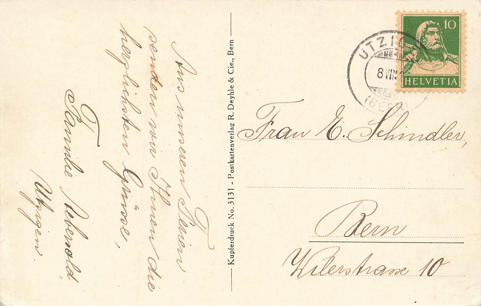 Cartoline postali: Utzigen Bernische Schlösser – Usato da Schwyz venduto da Seffi56 1