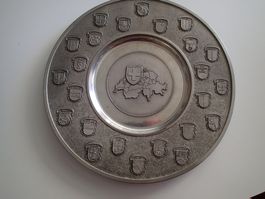 Scweizer Wappenteller aus Reinzinn  Durchm. 24 cm