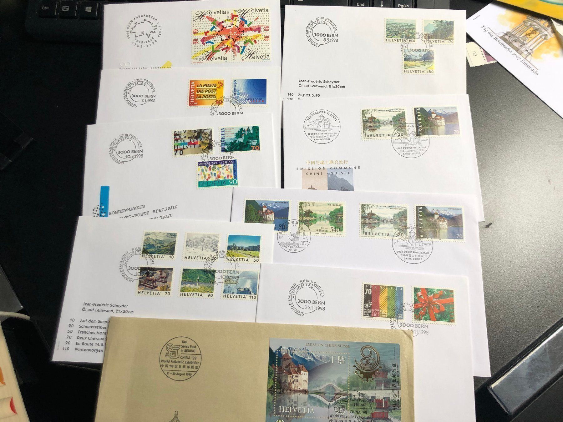Alle Briefmarken: 8 FDC 1998 selon photos – Gebraucht aus Charmey (Gruyère) von Rolando6
