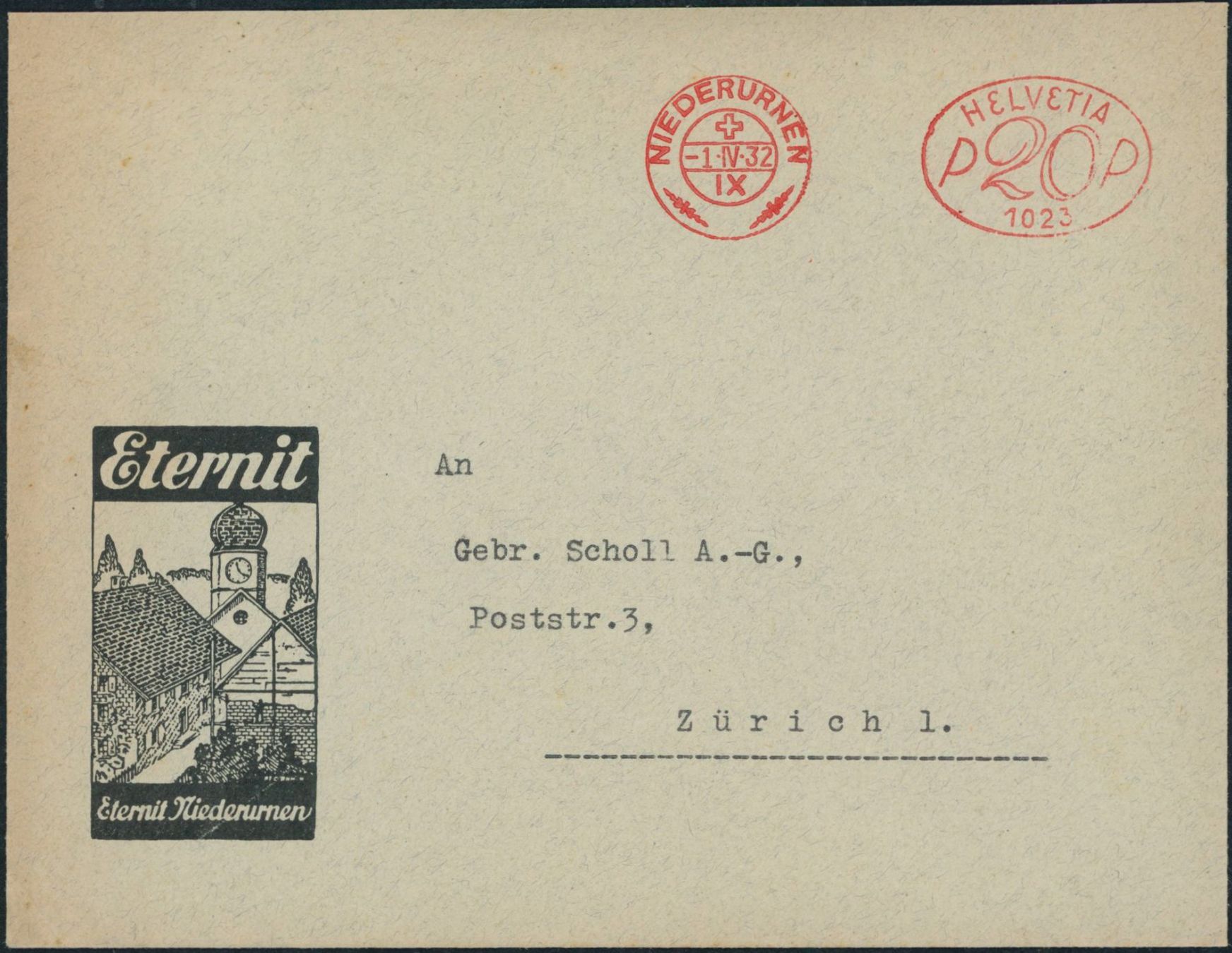 Tutti i francobolli: GL Niederurnen - Freistempel - Brief – Usato da Schindellegi venduto da leecollect