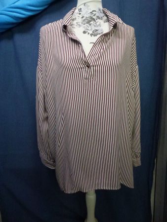 VENTURINI STREIFEN BLUSE GR 42 VISCOSE HINTEN LÄNGER NEU