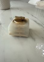 Briquet table vintage Colibri onyx blanc doré années 60/70