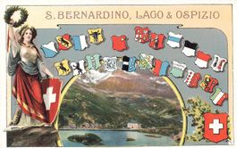 San Bernardino GR See und Hospiz Chromolithografie Helvetia