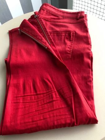 RENÉ LEZARD Hose, Gr.42 Rot mit Reissverschluss am Bein