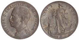 Italien, 2 Cents 1908 Roma
