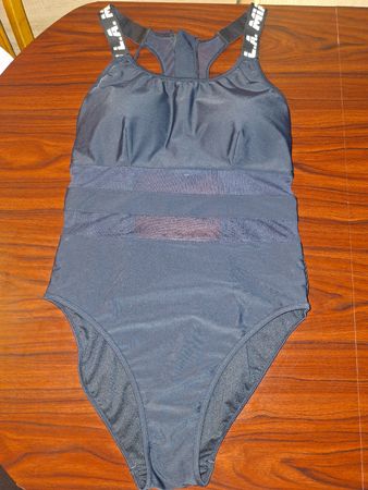 Maillot de bain noir avec fermeture éclair, taille XL