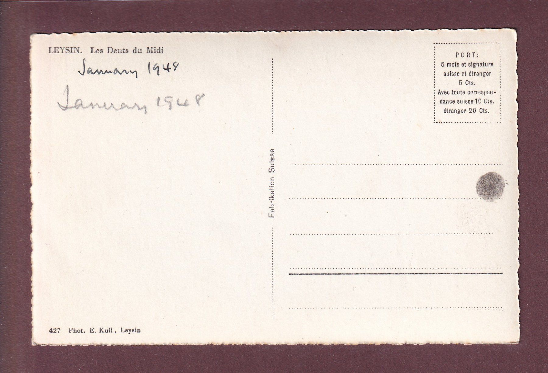 Cartoline postali: Leysin - DENTS DU MIDI - 1948 – Usato da Pully venduto da nicecards 1