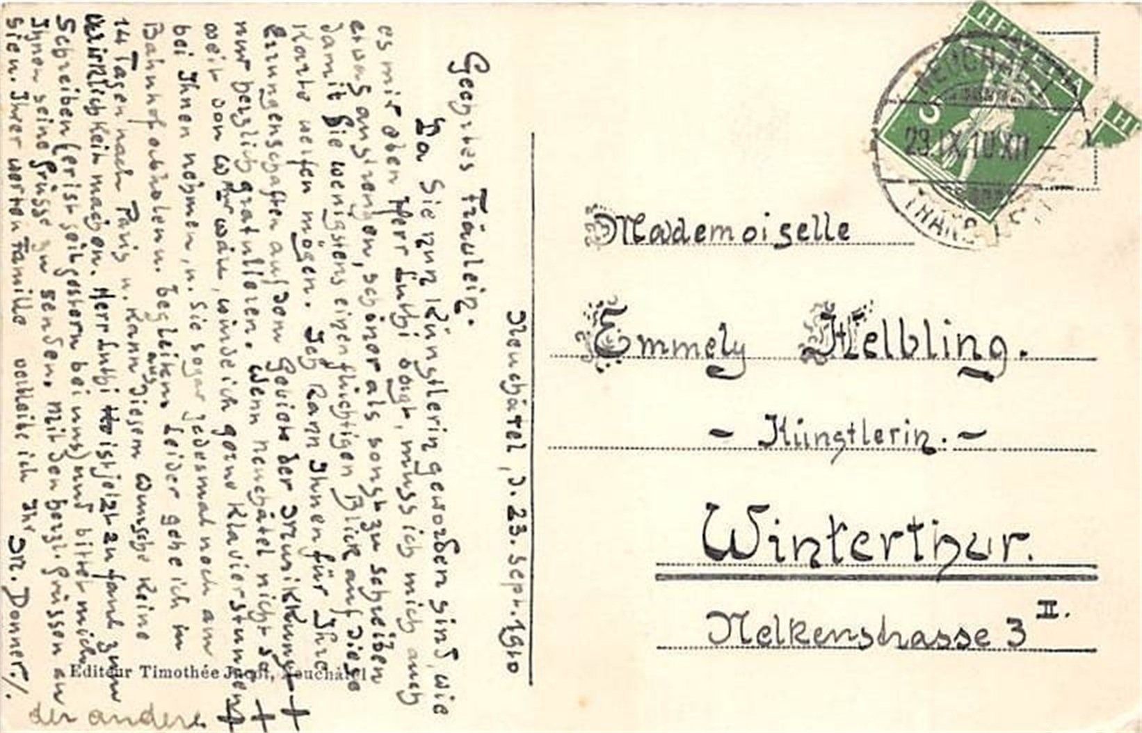 Cartoline postali: Neuchâtel, Bel-Air – Usato da Ottikon b.Kemptth. venduto da Neptun1974 1