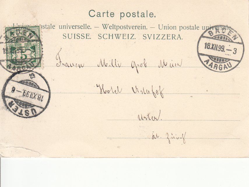 Ansichtskarten: Baden 1899 – Gebraucht aus Bürglen TG von StampGraf 1