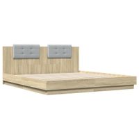 Bettgestell mit Kopfteil & LED-Leuchten Sonoma-Eiche 160x200