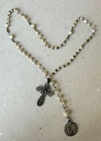 🟡alter religiöser Rosenkranz Kreuz Anhänger aus 800 Silber
