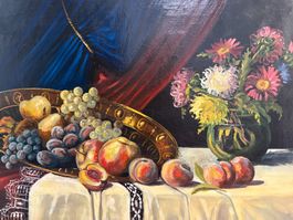 93.5x67.5/ H. Blauel1939/ Ölgemälde Früchtestillleben Blumen