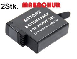 2x AKKU FÜR GOPRO HERO 5 6 7 8 1600mAh