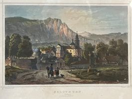 Antiker Stich Solothurn mit Buchsibahn