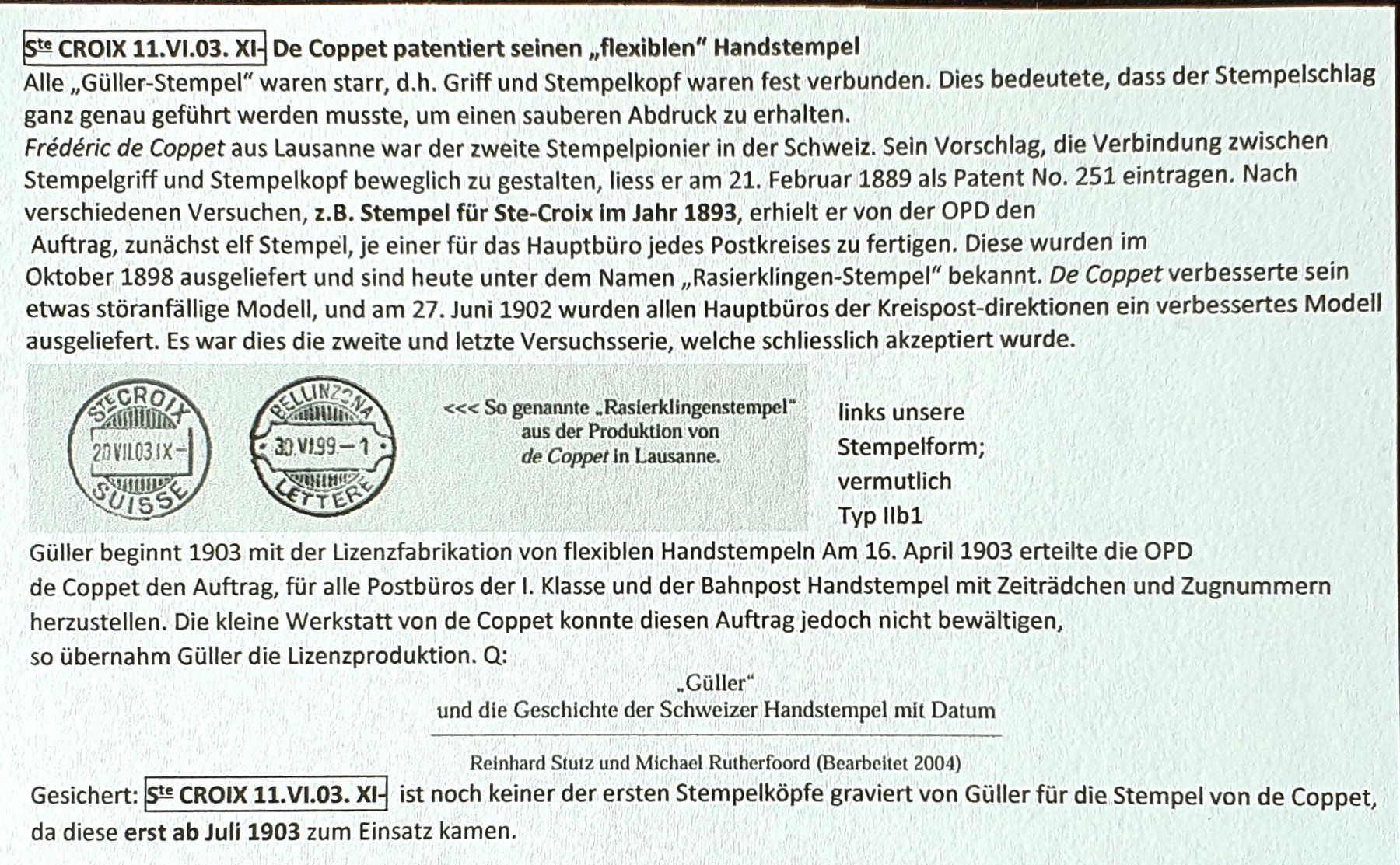 Tutti i francobolli: Seltener Ste.Croix Vorläufer-Stempel; einwandfreies Exemplar – Usato da Zuchwil venduto da hoeppi2010 2