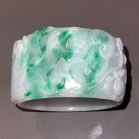 Rare Antique Natural Carved Jade Cuff Lavender & Green 6cm