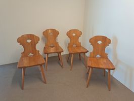 4x Massivholz Stabelle Holz Stuhl
