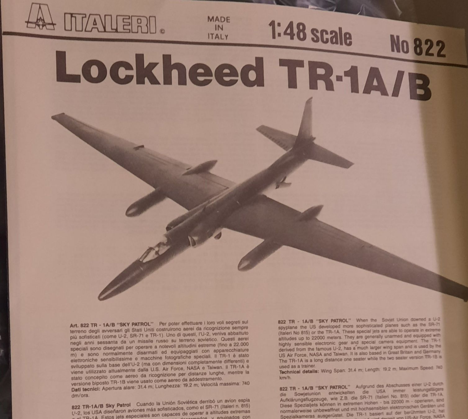 Kit di costruzioni: 1:48 Lockheed TR-1A Italieri Plastikbausatz – Nuovo (secondo la descrizione) da Holziken venduto da Nik200d 2