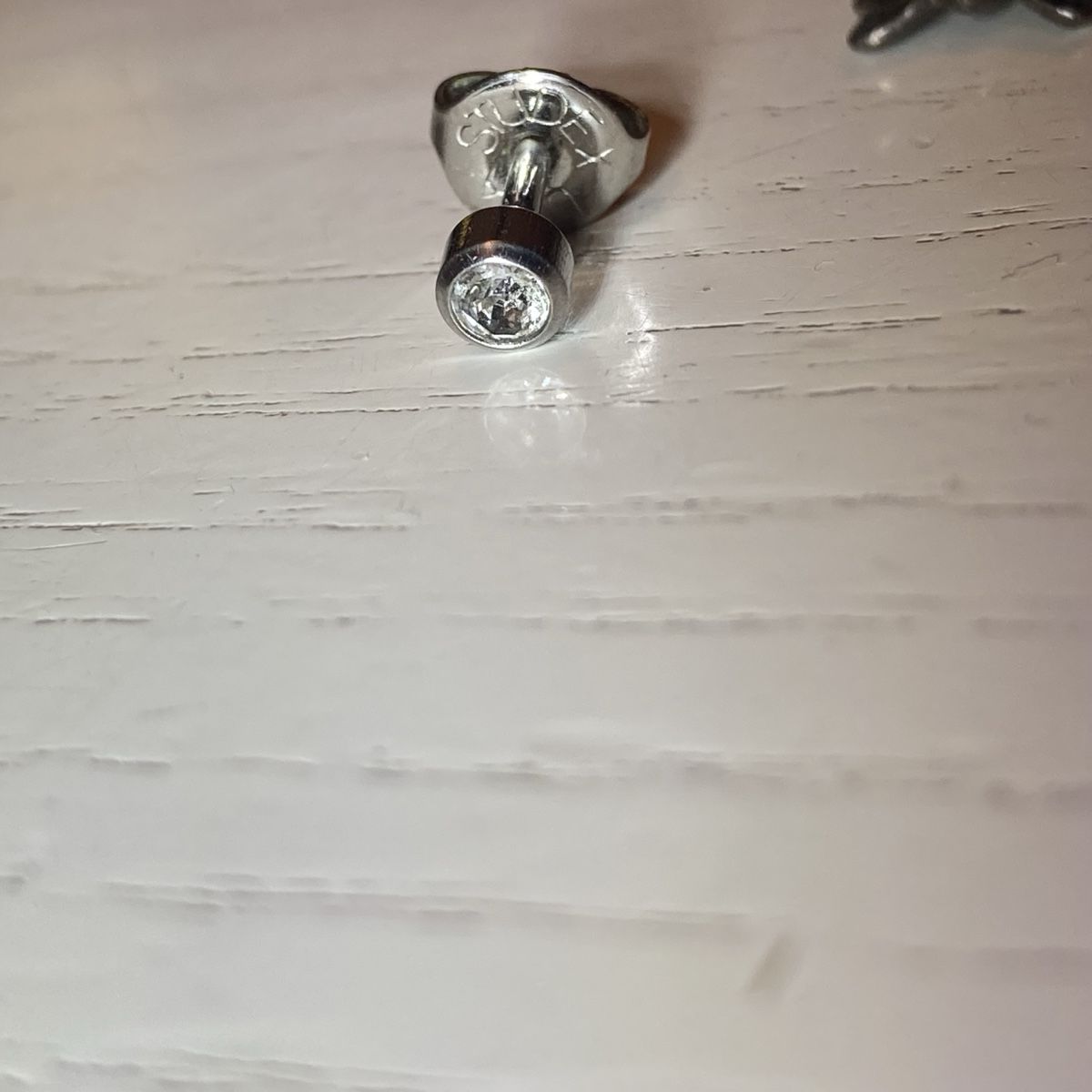 Orecchini pendenti & Orecchini a lobo: Stud Earring Studex Silver Tone Clear Stone Single – Usato da Zürich venduto da sele_x 2
