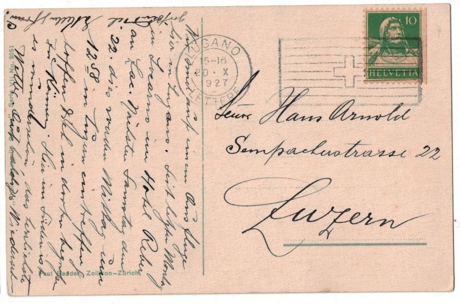 Cartoline postali: Lugano, giardino pubblico, circolata 1927 – Usato da Frauenfeld venduto da POML 1