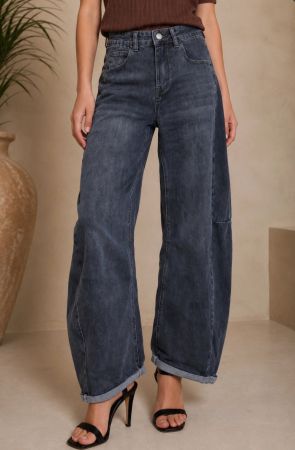 Coole graue Barrel-Jeans
