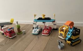 LEGO Duplo vehicles set: Fire truck, race cars, excavator. G