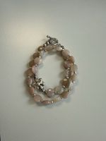 Rosafarbenes Mondstein Armband mit Silberelementen