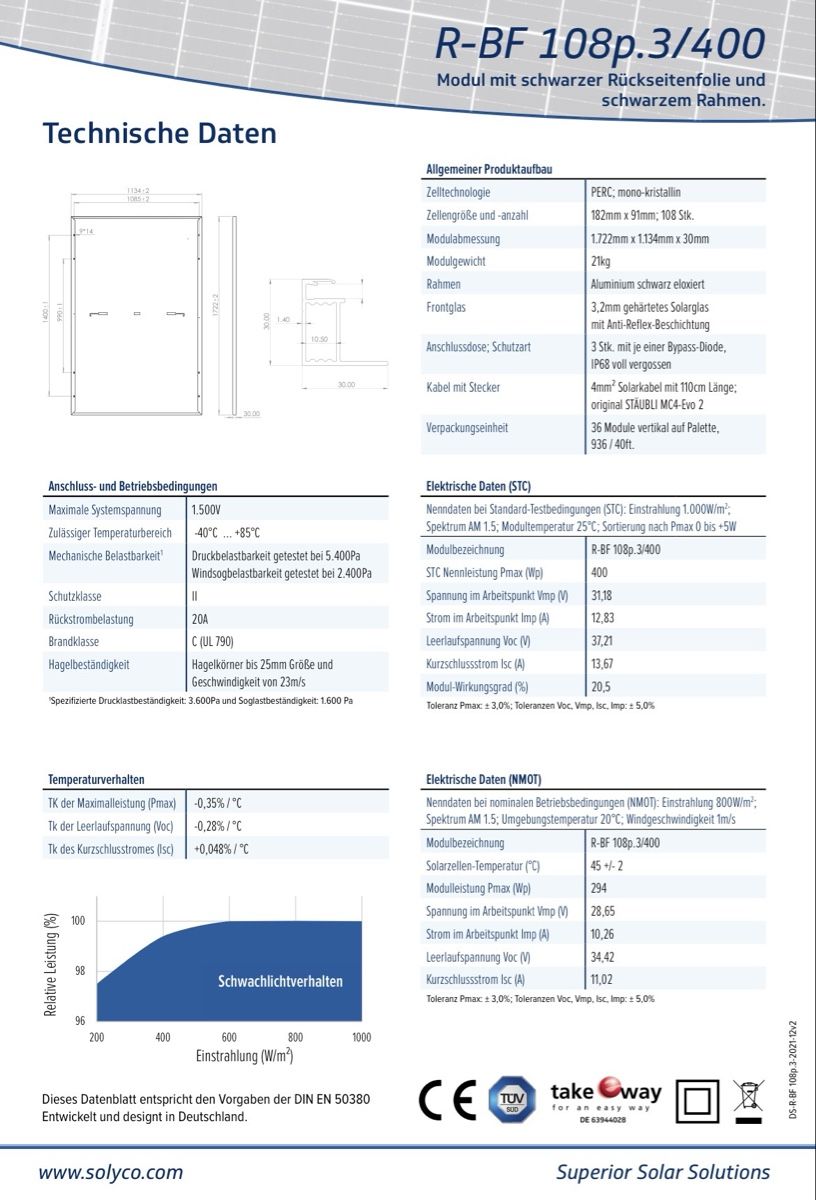 Dispositivi a energia solare: 12 Solyco PV Module / Solarpannel – Usato da Dürnten venduto da solkcim 2