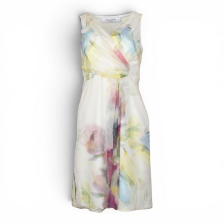 Valentino Kleid Seide crème geblümt IT 42 DE 36