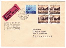 Lettre Exprès cachet S395  Zürich pour Cortaillod  30.IX.55