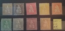 4020) 44-52, Sitzende Helvetia Satz Faserpapier postfrisch