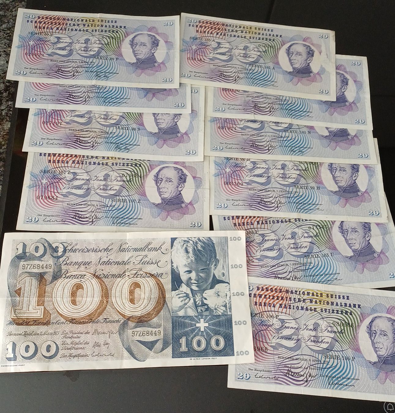Banconote: Schweizer Banknoten 20 CHF /100 CHF ab Fr.1.- – Usato da Rorschach venduto da Hansi1901 1