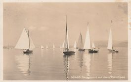 Alte Ansichtskarte Segelsport auf dem Zürichsee 1927, ab 1.-
