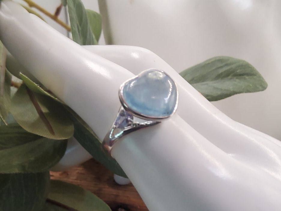 Anelli: Herzring Aquamarin in Sterlingsilber, Gr.54.5 – Nuovo (secondo la descrizione) da Luzern venduto da S.Kern01 1