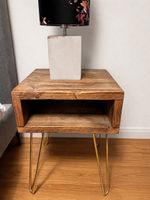 2x Handmade Solid Wood Bedside Tables with Hairpin Legs