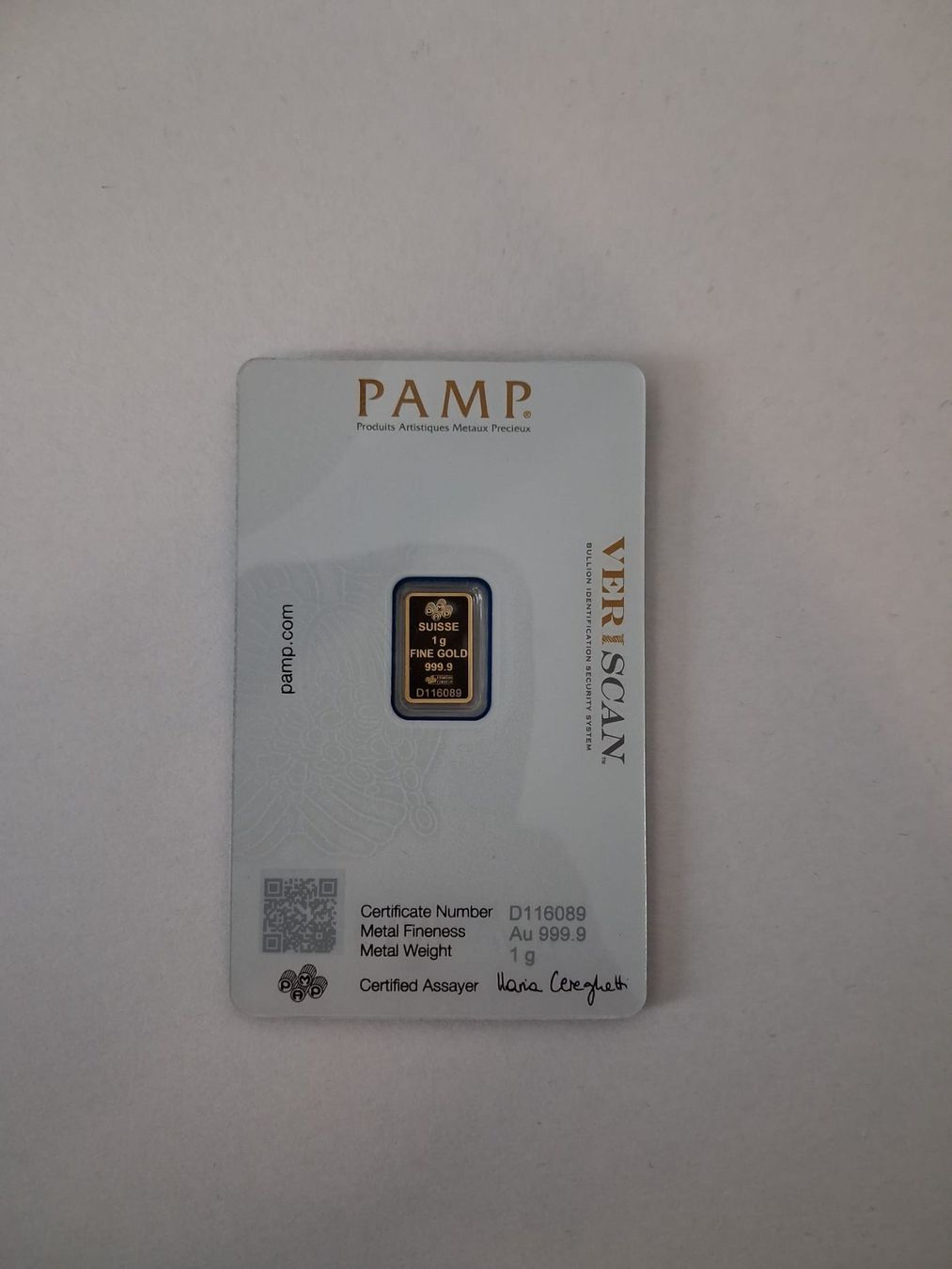 Pamp Metalli preziosi: PAMP Suisse 1g Or .9999 - Lingot scellé – Nuovo e nell'imballaggio originale da Dombresson venduto da Saluro