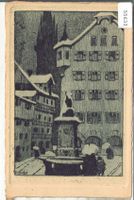 St. Gallen im Winter - Fritz Gilsi Künstlerkarte Kupferdruck