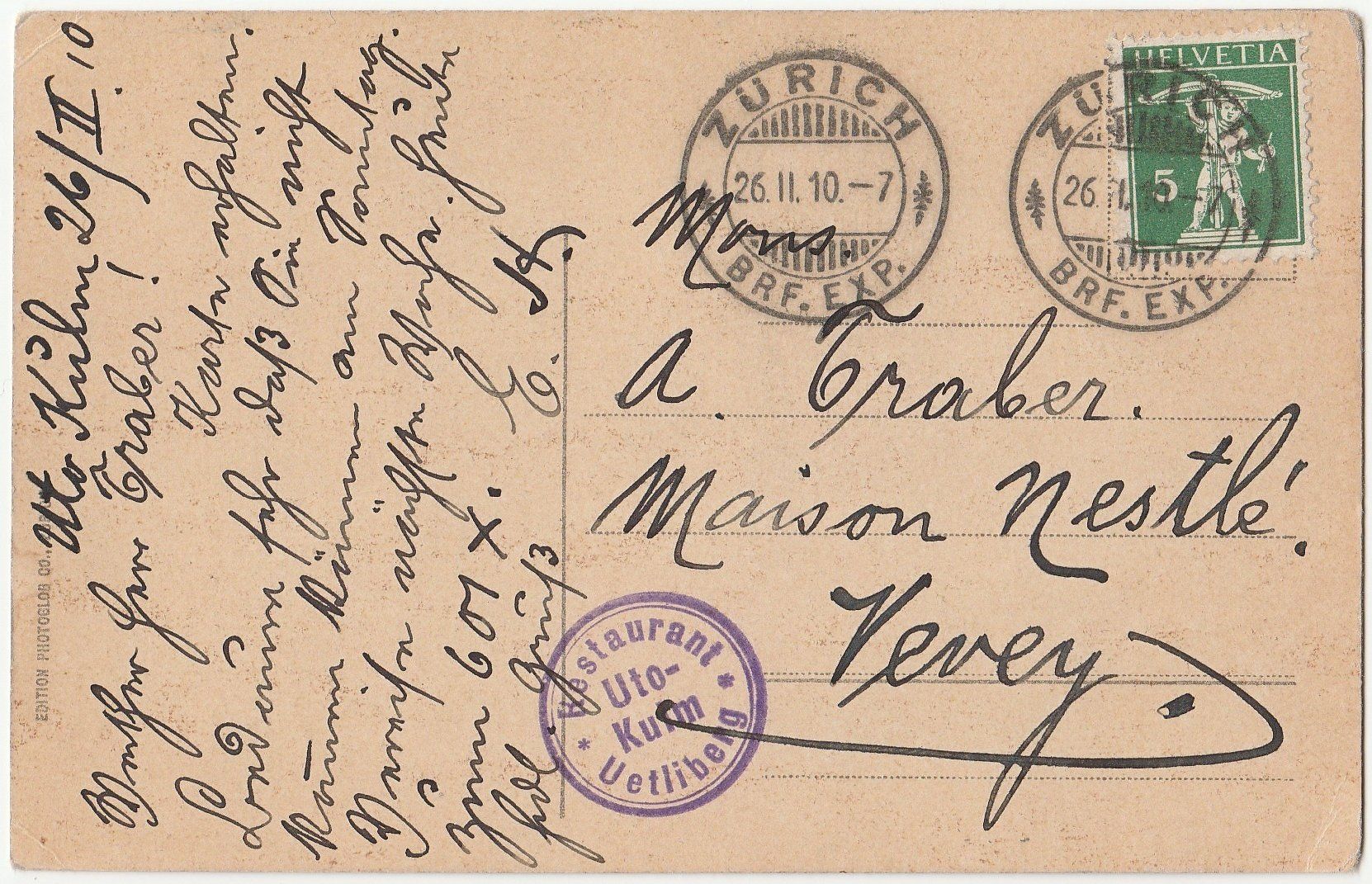 Cartoline postali: Zürich -  5 alte Ansichtskarten   (1906 -1917) – Usato da Fällanden venduto da Blausegelfliege 5
