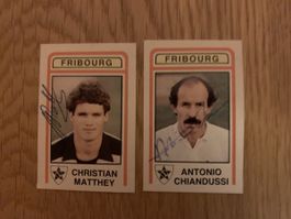 3 Autogramme Mini Panini FC Fribourg NLB B 1983