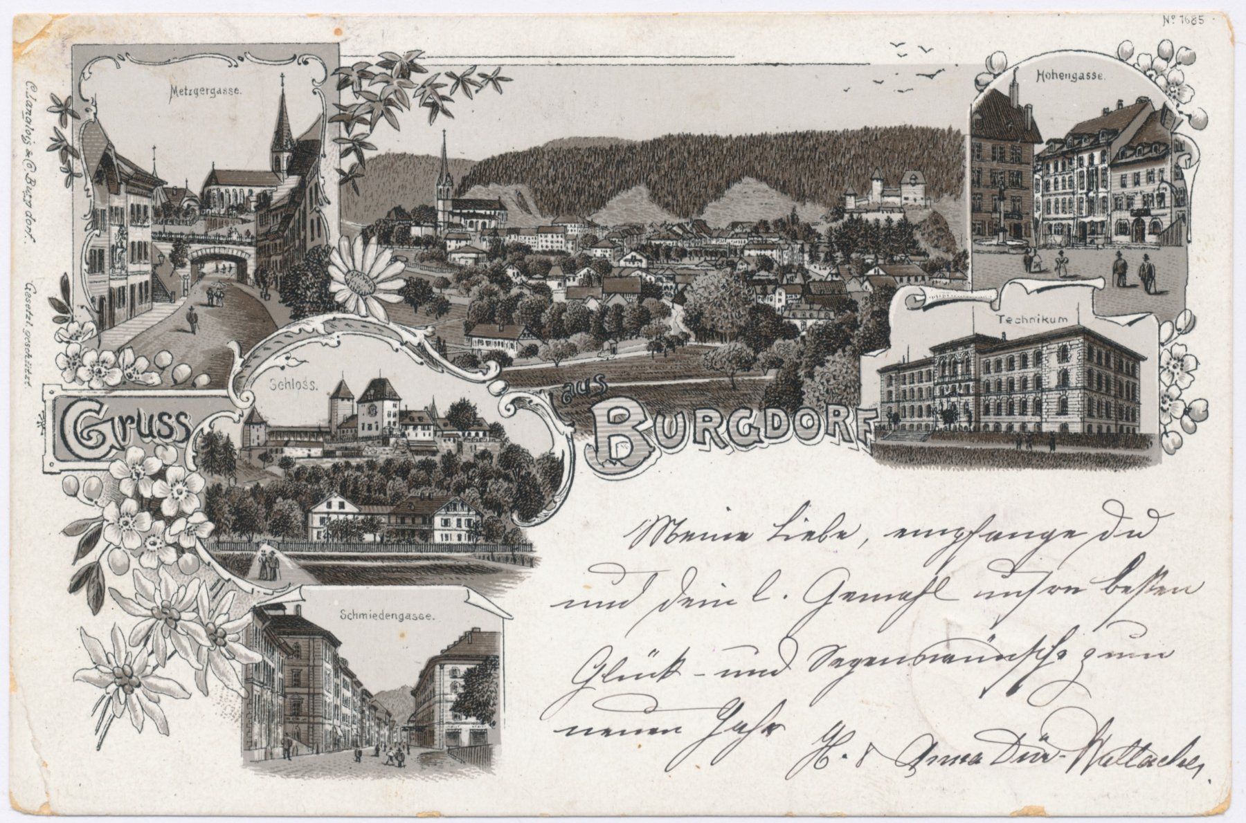 Cartoline postali: Burgdorf 1897 4 Bild Litho – Usato da Lützelflüh-Goldb venduto da fluidum