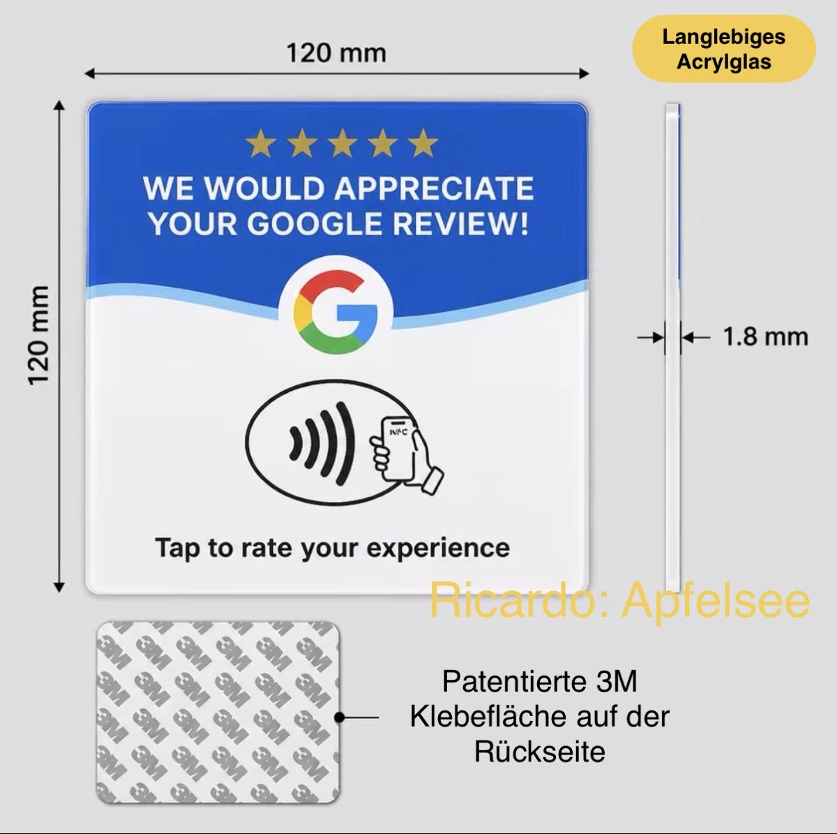 Insegne: Google Bewertung digitales Schild / Tafel – Nuovo e nell'imballaggio originale da Basel venduto da Apfelsee 2