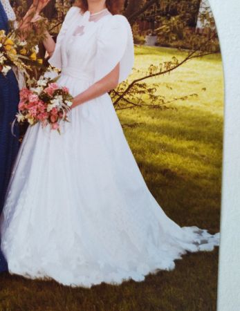 Brautkleid Vintage, Gr. 38, Satin weiss