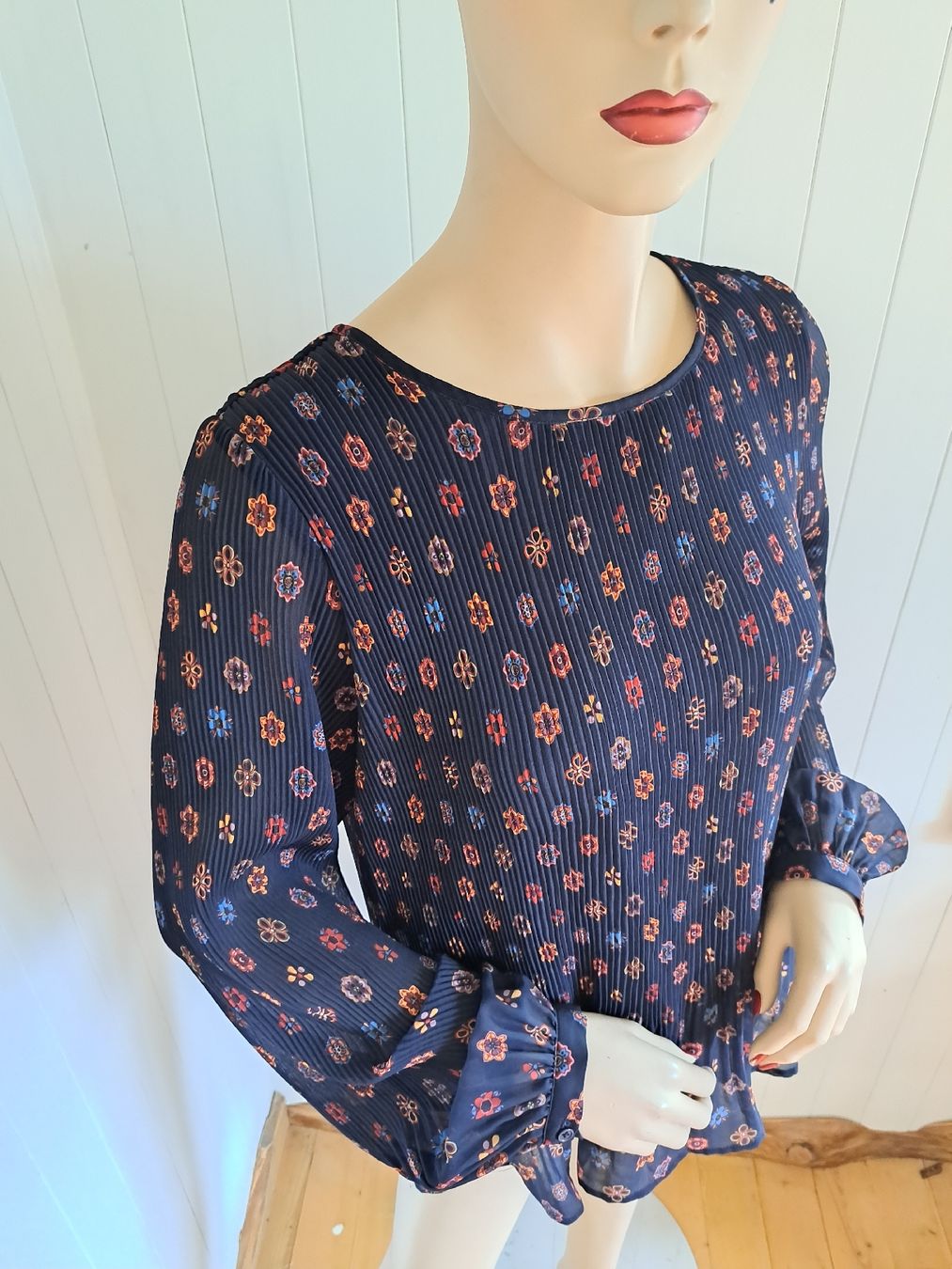 Tuniche: FROGBOX Plissée Bluse Tunika M 38 Oberteil Longsleeve Top – Usato da Mollis venduto da Fauchi99 1