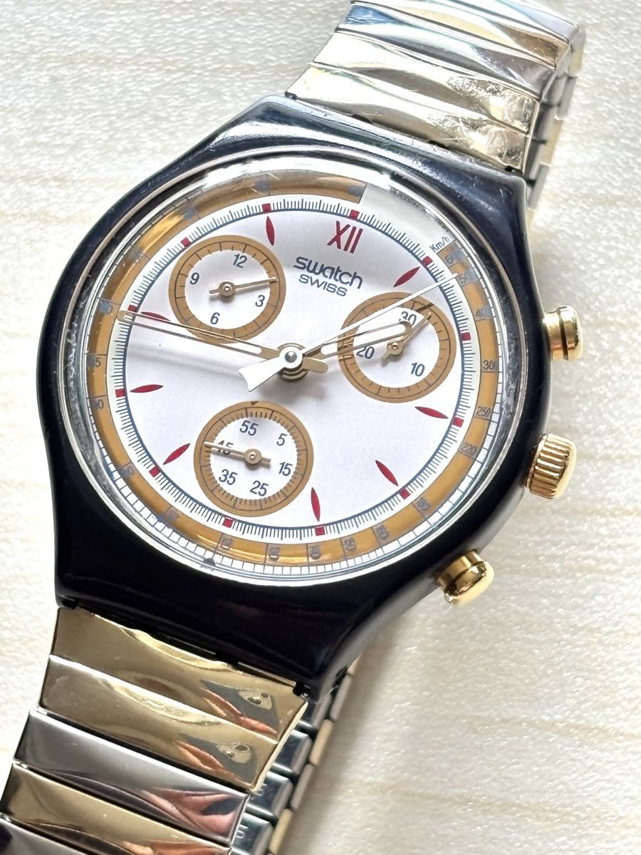 Swatch Orologi: Swatch Chronograph Uhr mit Metallband  – Usato da Grenchen venduto da chththl