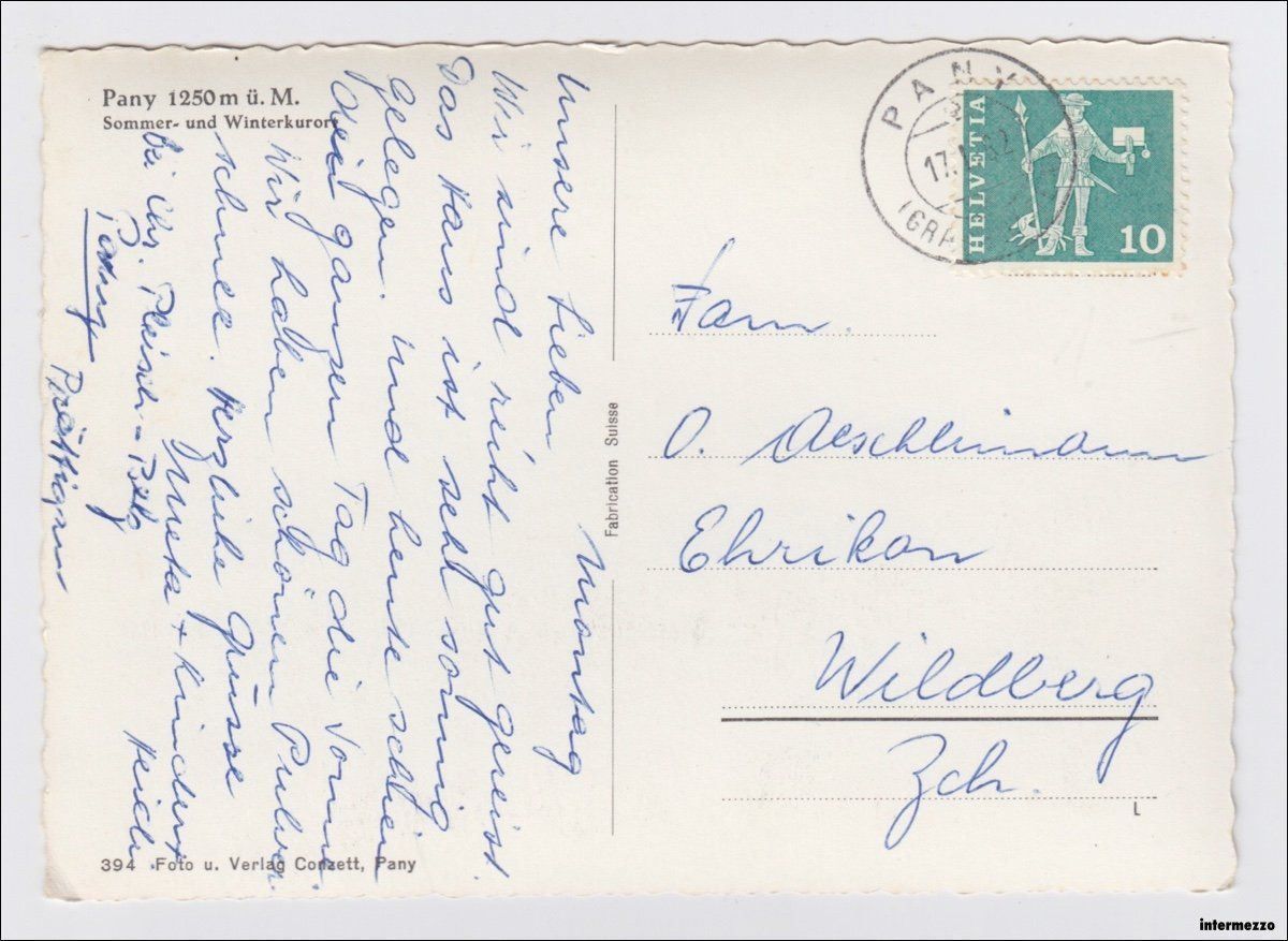 Cartes postales: Pany GR // Oldtimer Winter// 1962 – D'occasion à Basel par intermezzo12 1