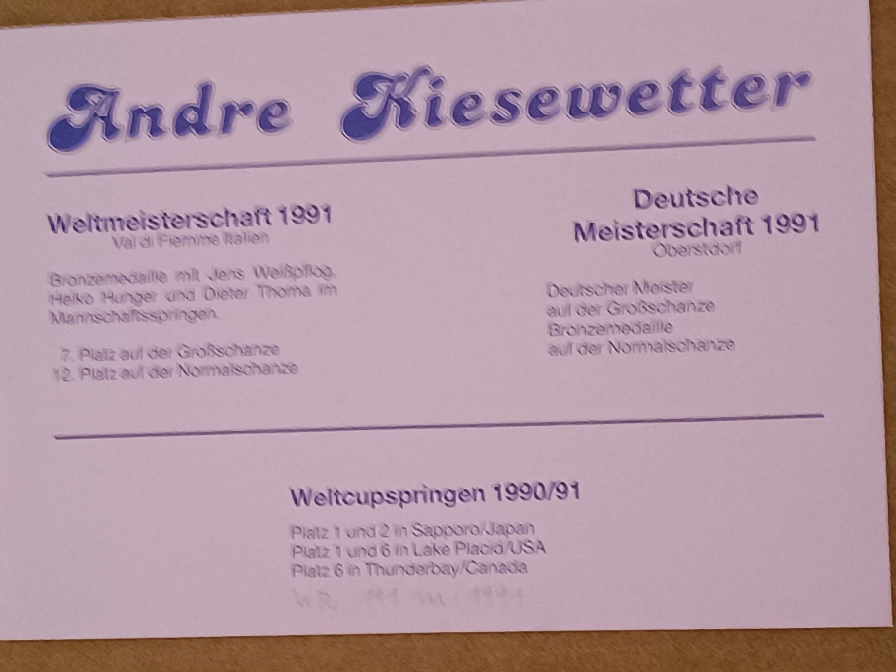 Autografi: André Kiesewetter - WM Bronze – Usato da Menziken venduto da Autogramme 1