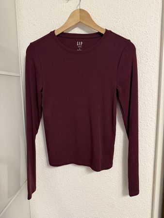 Neuwertiges GAP Langarmshirt dunkelrot, S, Baumwolle