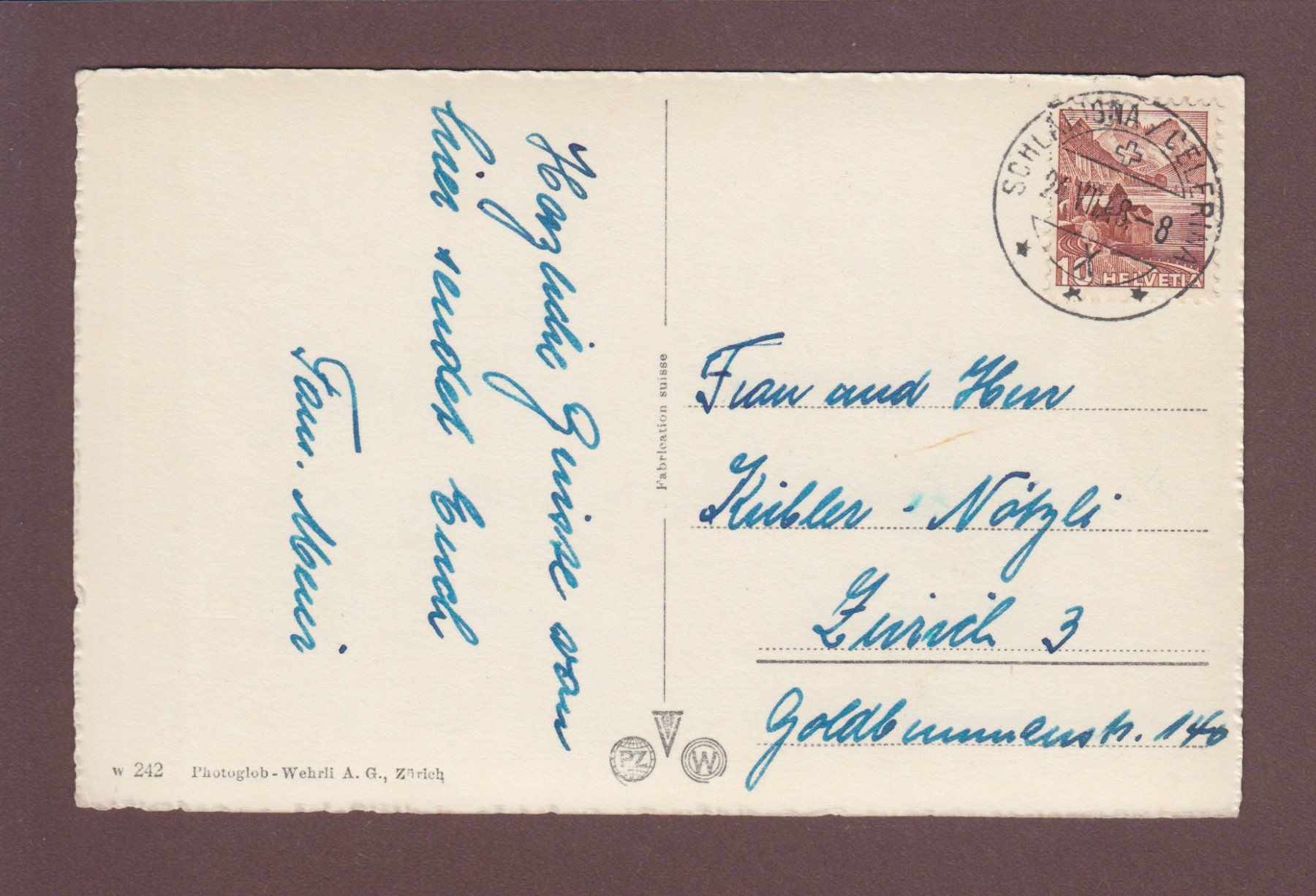 Cartoline postali: ST. MORITZ-DORF - Teilansicht - 1948 – Usato da Pully venduto da nicecards 1