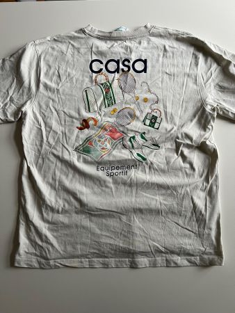 Casablanca T-Shirt, Gr. L, Beige mit Sport-Motiv