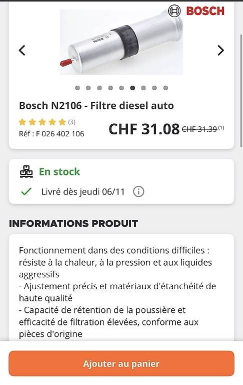 Bosch Tutti pezzi di ricambio auto: Filtre diesel – Usato da Couvet venduto da gil87 1